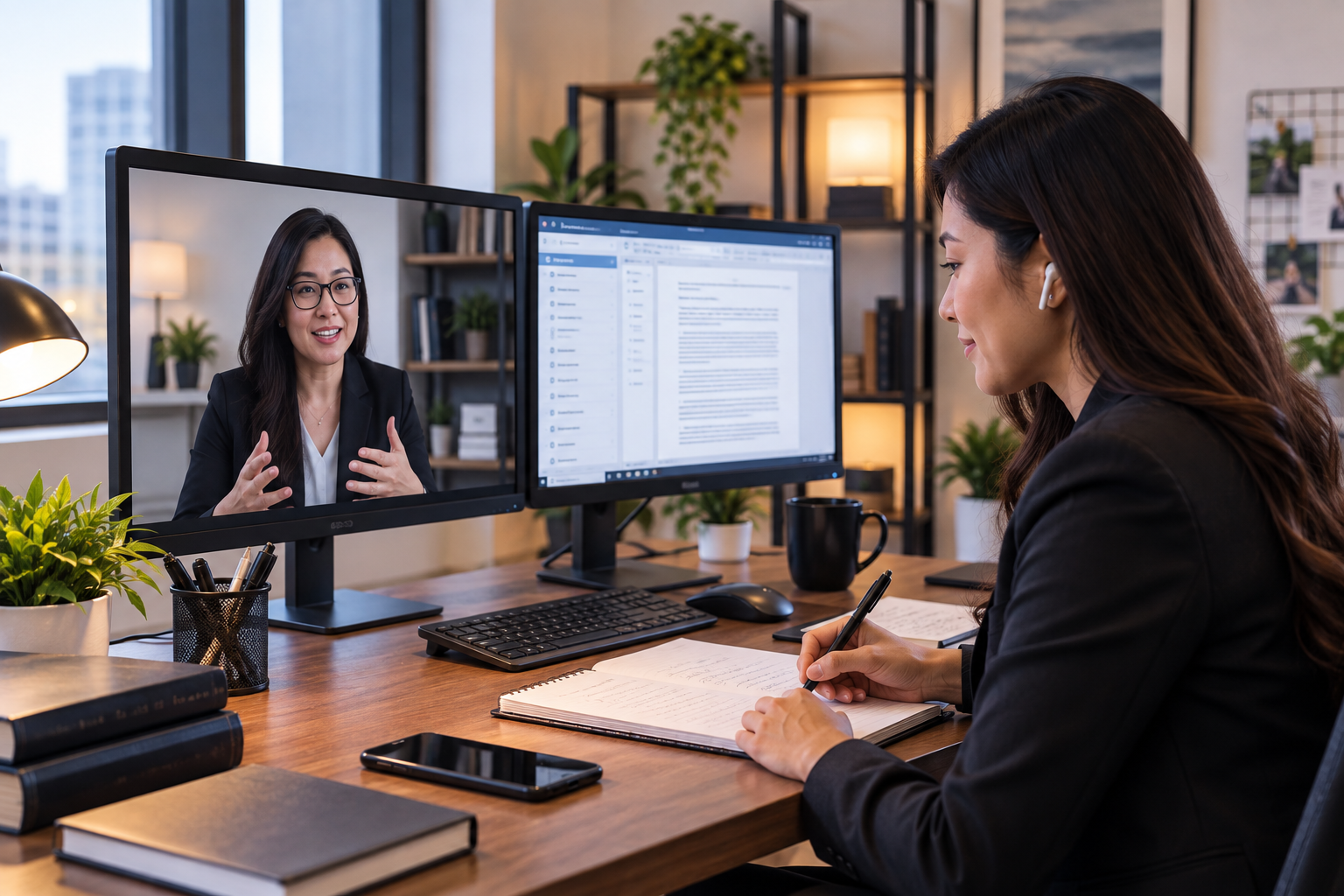 Filipina attorney participating in virtual training tailored to a U.S. law firm’s procedures and workflow.